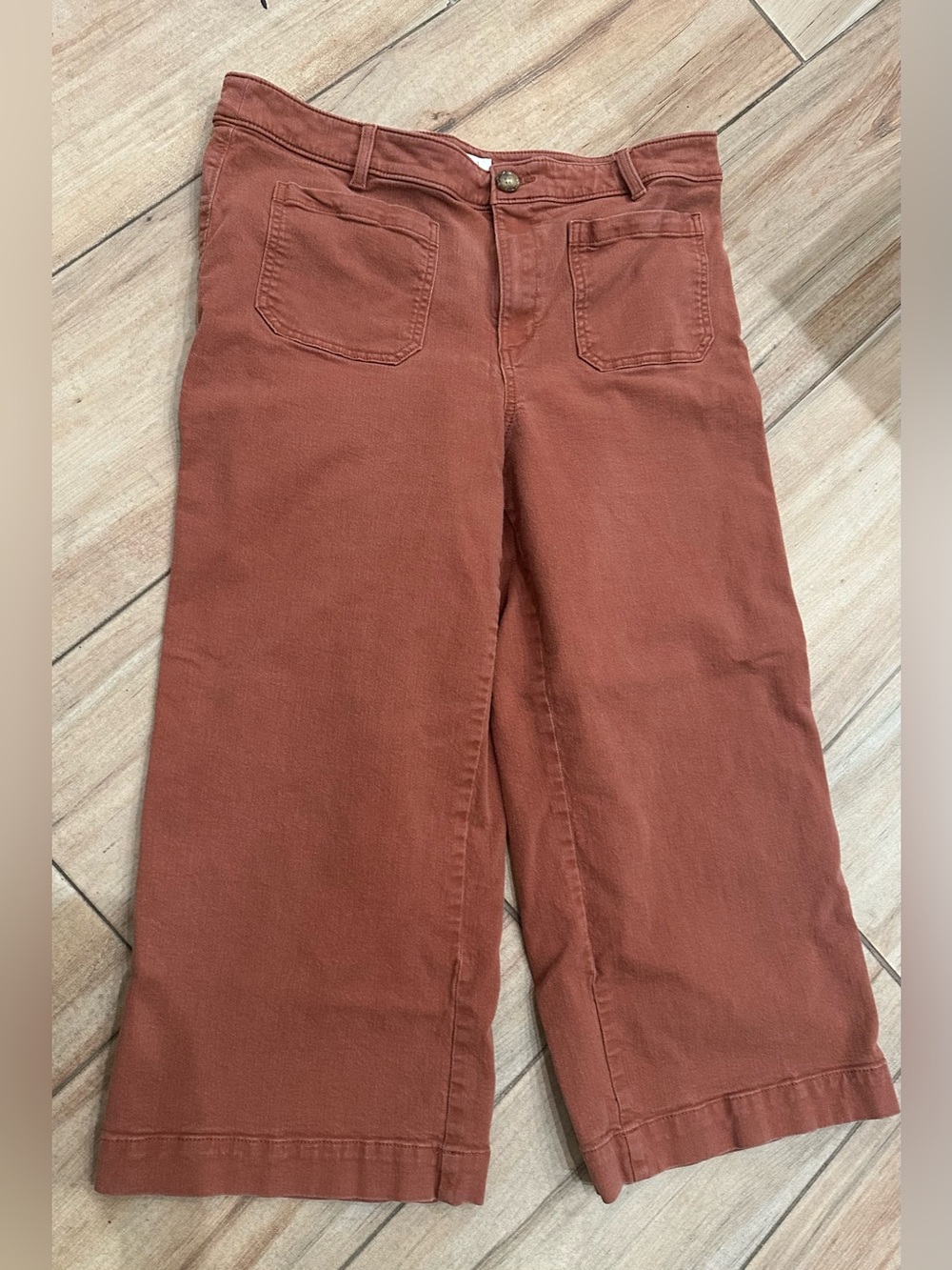 LOFT The Palmer Wide Leg Cropped Pants in Rust Brown size 14